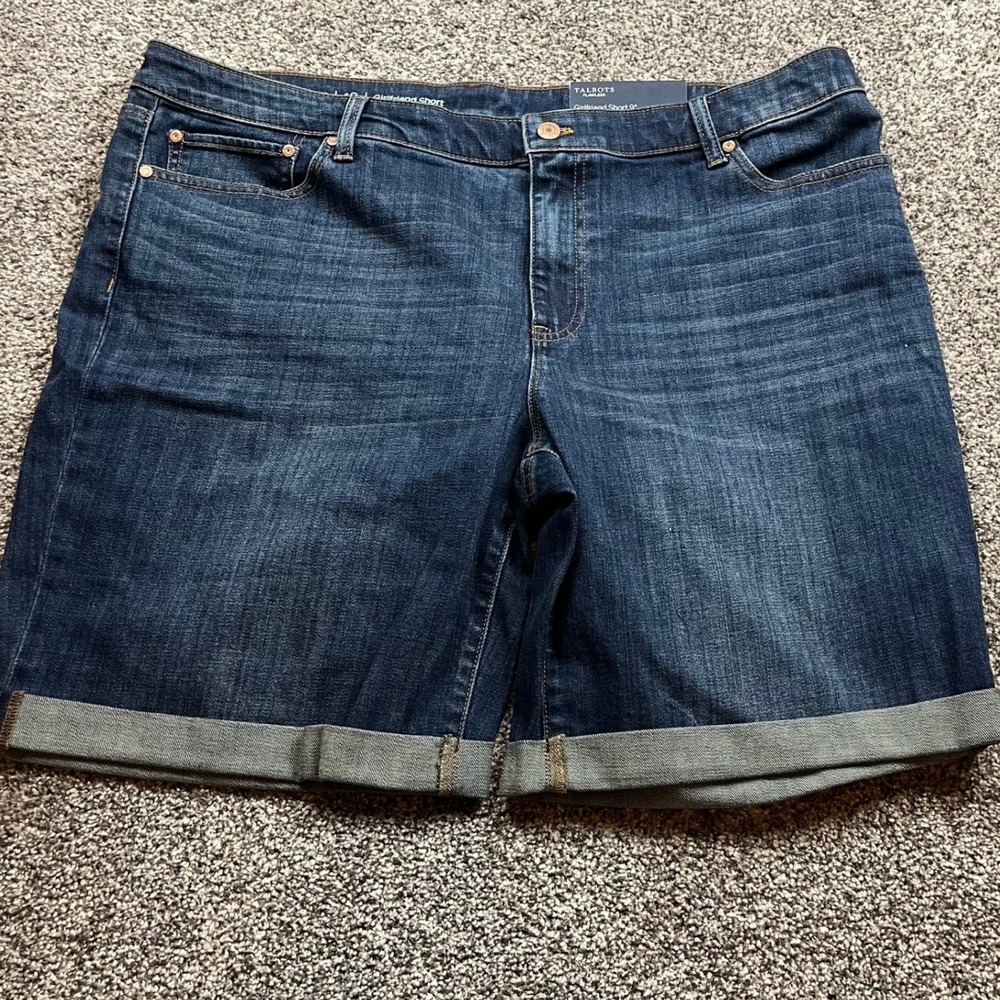 Talbots shorts Womens 18 Girlfriend Short 9 Inch Inseam Mid Rise Denim mom